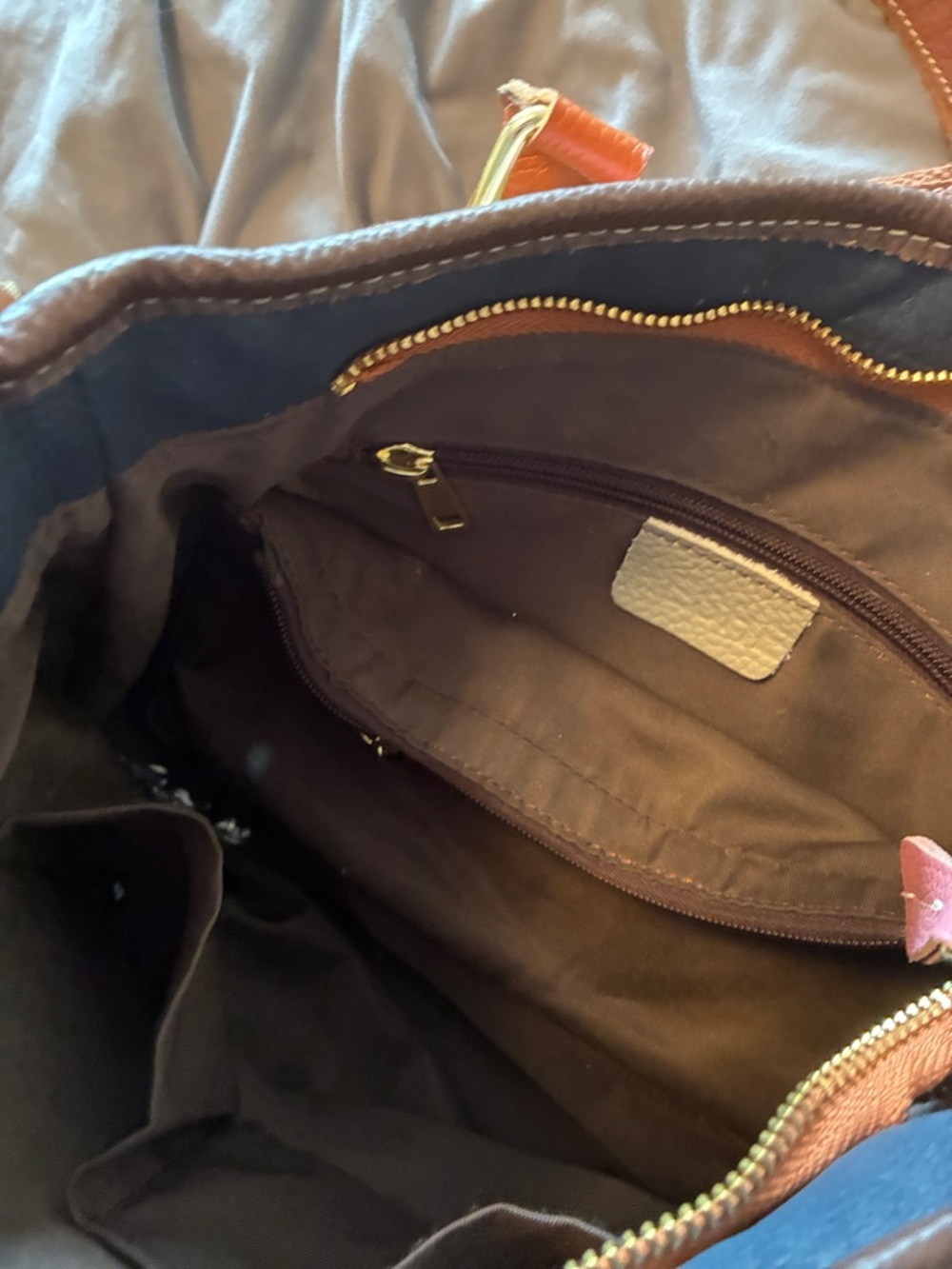 Multicolor Diamond Patchwork Segater Leather Tote Bag - Picture 3 of 6